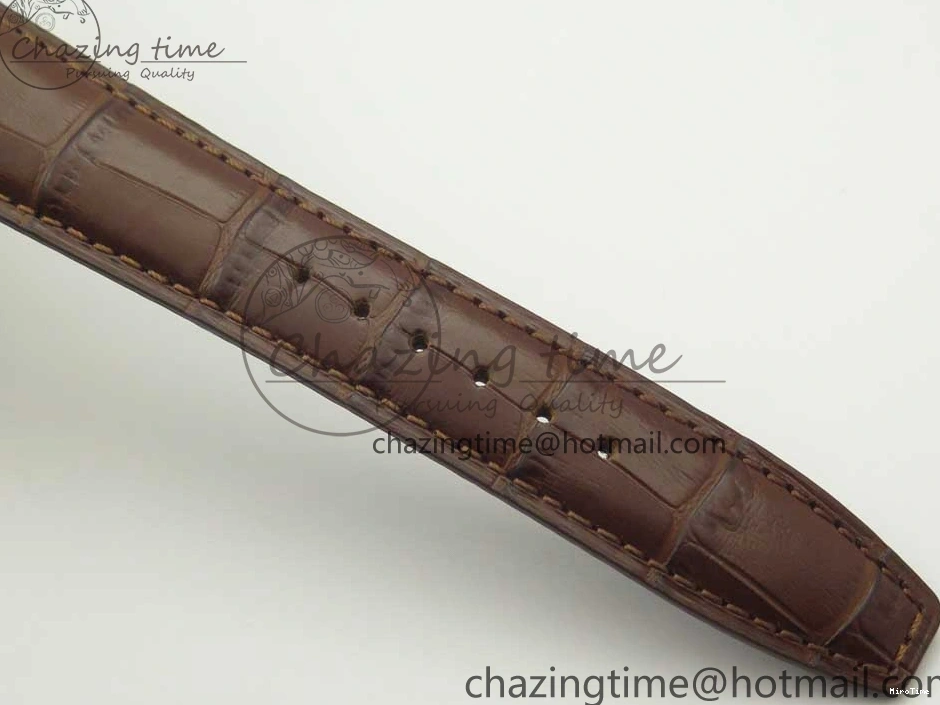 MIROTIME 0209 Portuguese Tourbillon IW504602 RG ZF Best Edition White Dial on Brown Leather Strap Stretchable 7178